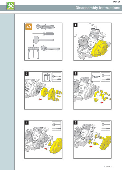 Montage- demontage instructies die technische illustraties bevatten 